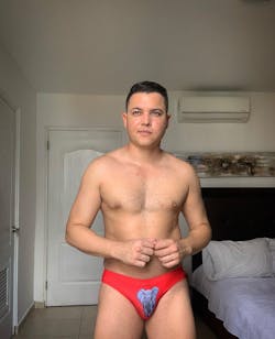 Classic Fit Lightweight Briefs - Red with Elephant Print