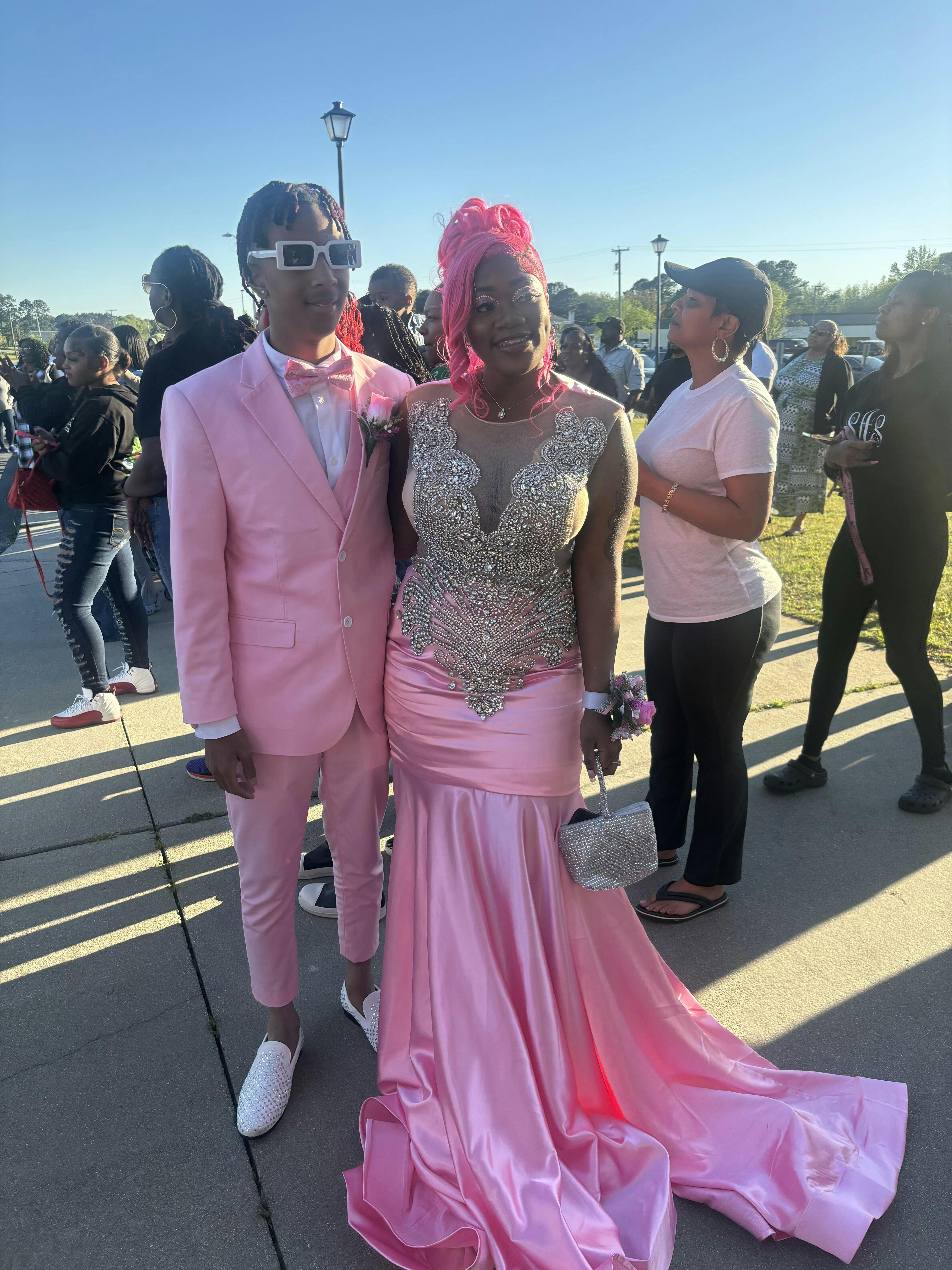 Pink Mermaid Long Prom Dress With Crystal For Black Girls Jkprom