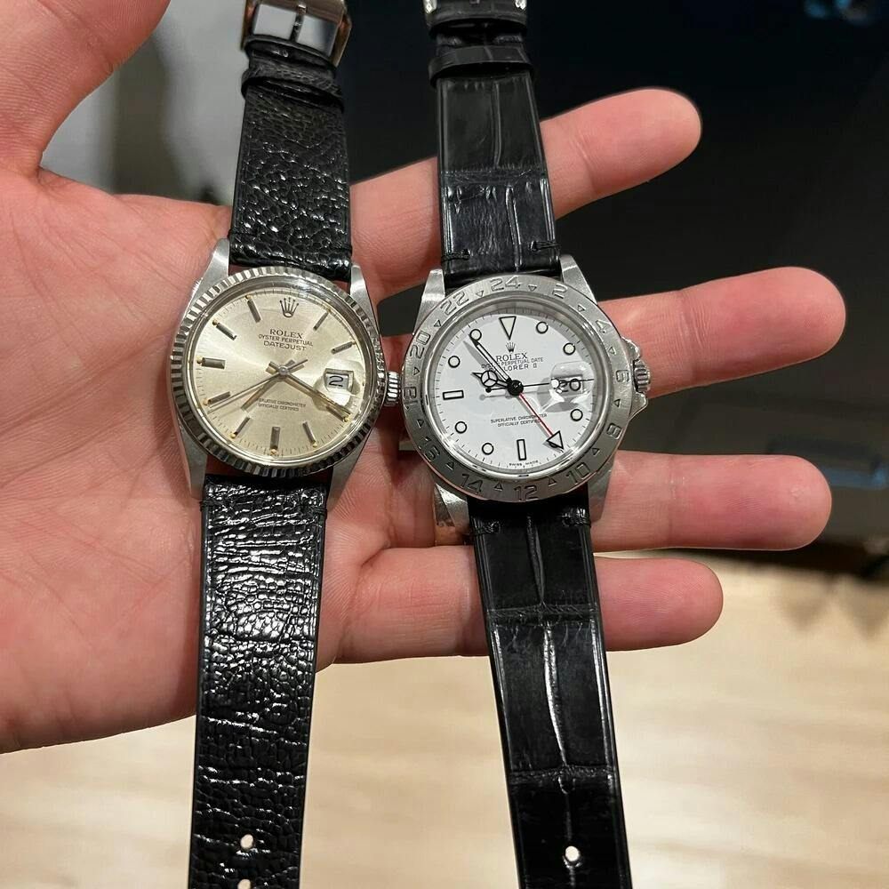 ブラック ネイビー ブラウン クロコダイル アリゲーターワニ革 甲丸タイプ 凹凸型 カーブエンド (弓カン)