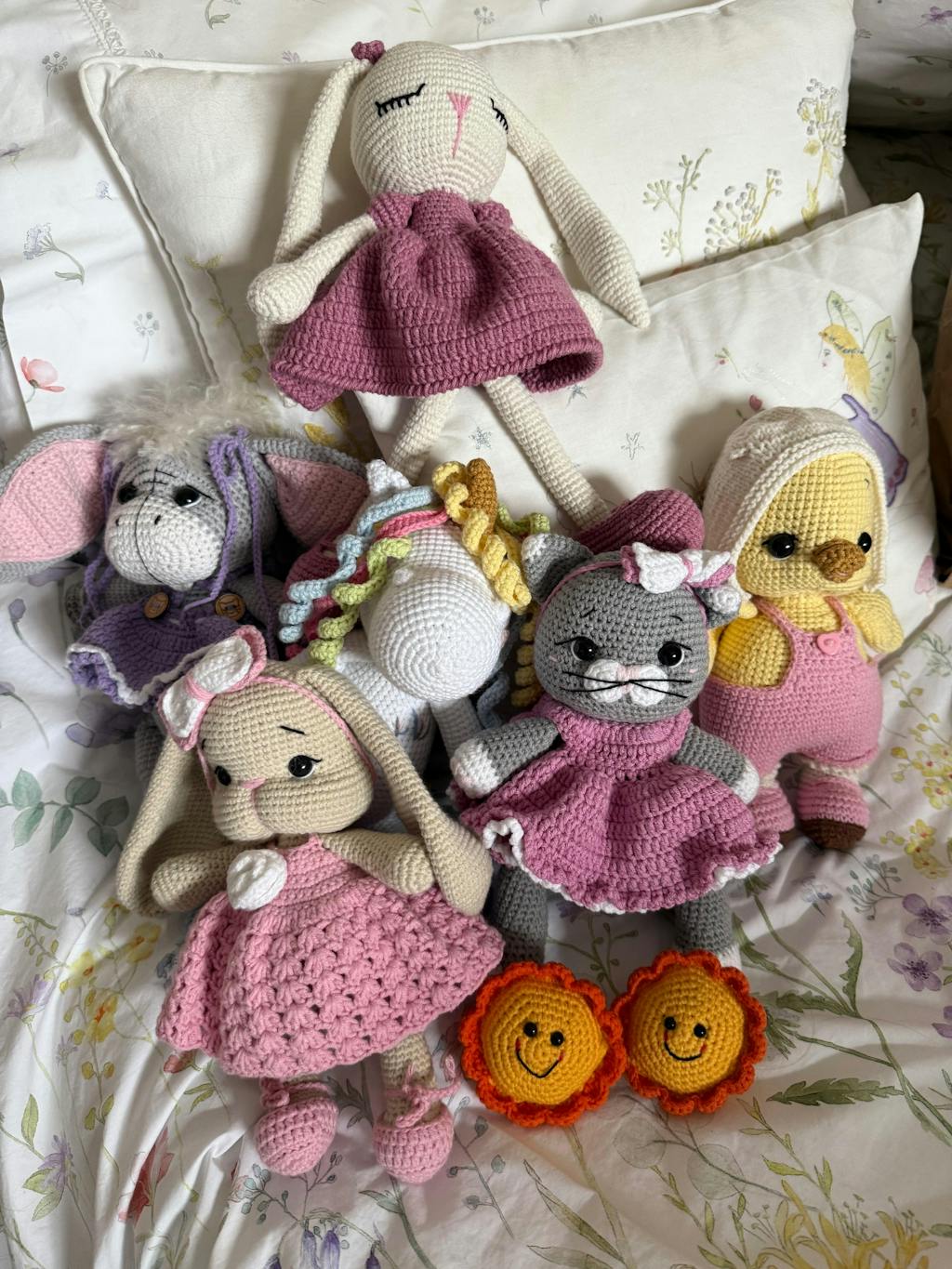 Crochet Cute Bunny with Pink Dress