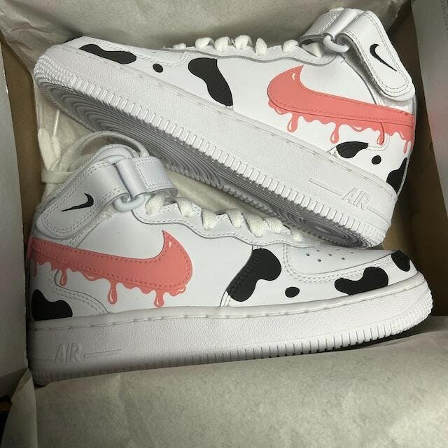 Cow newest Design Custom AF1 | Custom Shoes Black and White Cow Pattern AF1| Custom Sneakers | Custom Hand Painted | Custom Drip AF1