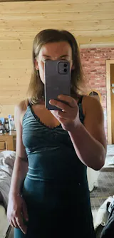 Customer photo of Lexa Velvet Slip Midi Dress in Teal