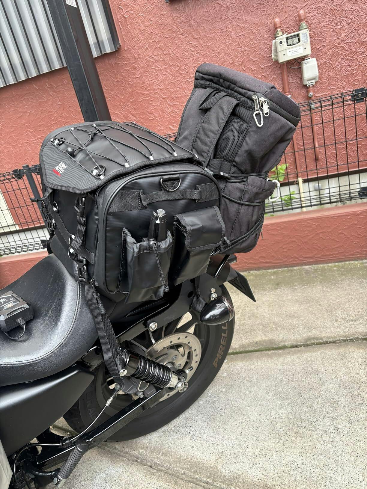KEMIMOTO 45-65L 防水 拡張 バイクリアバッグ レインカバー付 – JP