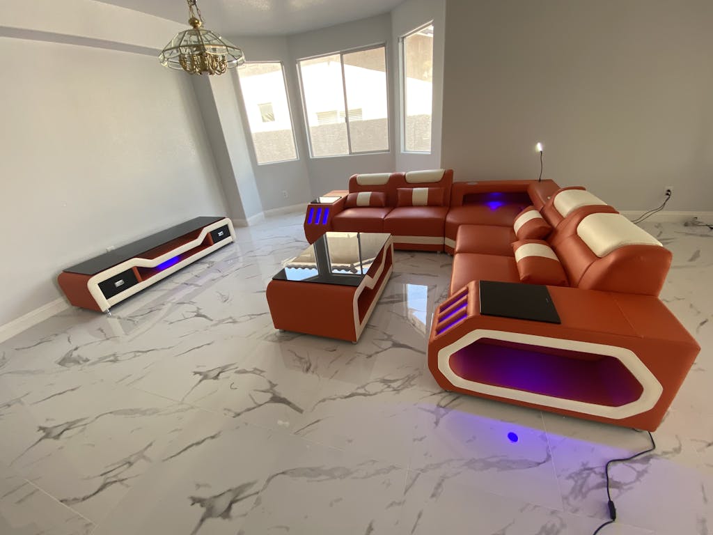 Omont Leather Corner SectionalModern Furniture Store Las Vegas