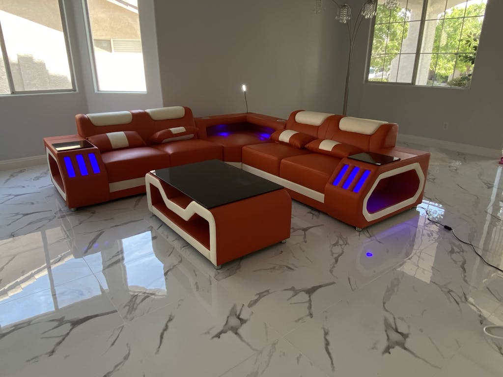 Omont Leather Corner SectionalModern Furniture Store Las Vegas