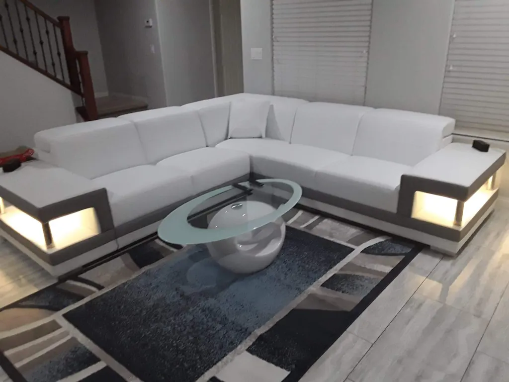 Leather Sectional Storage&LED LightModern Furniture Stores Las Vegas Jubilee Furniture