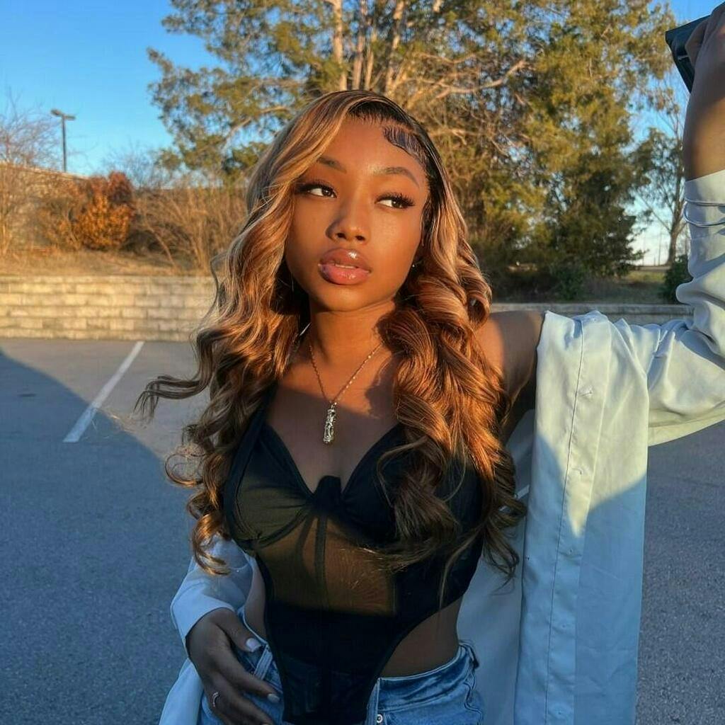 Highlight Honey Blonde Straight / Body Wave Hair Lace Front Wigs Flash Sale