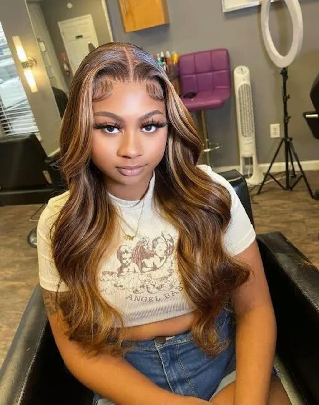 Highlight Honey Blonde Straight / Body Wave Hair Lace Front Wigs Flash Sale