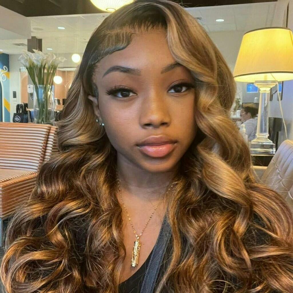 Highlight Honey Blonde Straight / Body Wave Hair Lace Front Wigs Flash Sale