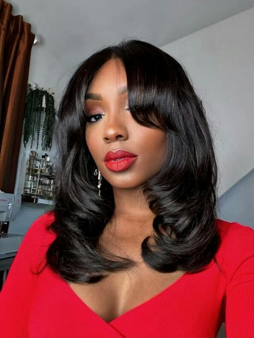 Junoda Pre Everything Layer Cut Glueless Wig With Curtain Bangs Straight Human Hair Wigs