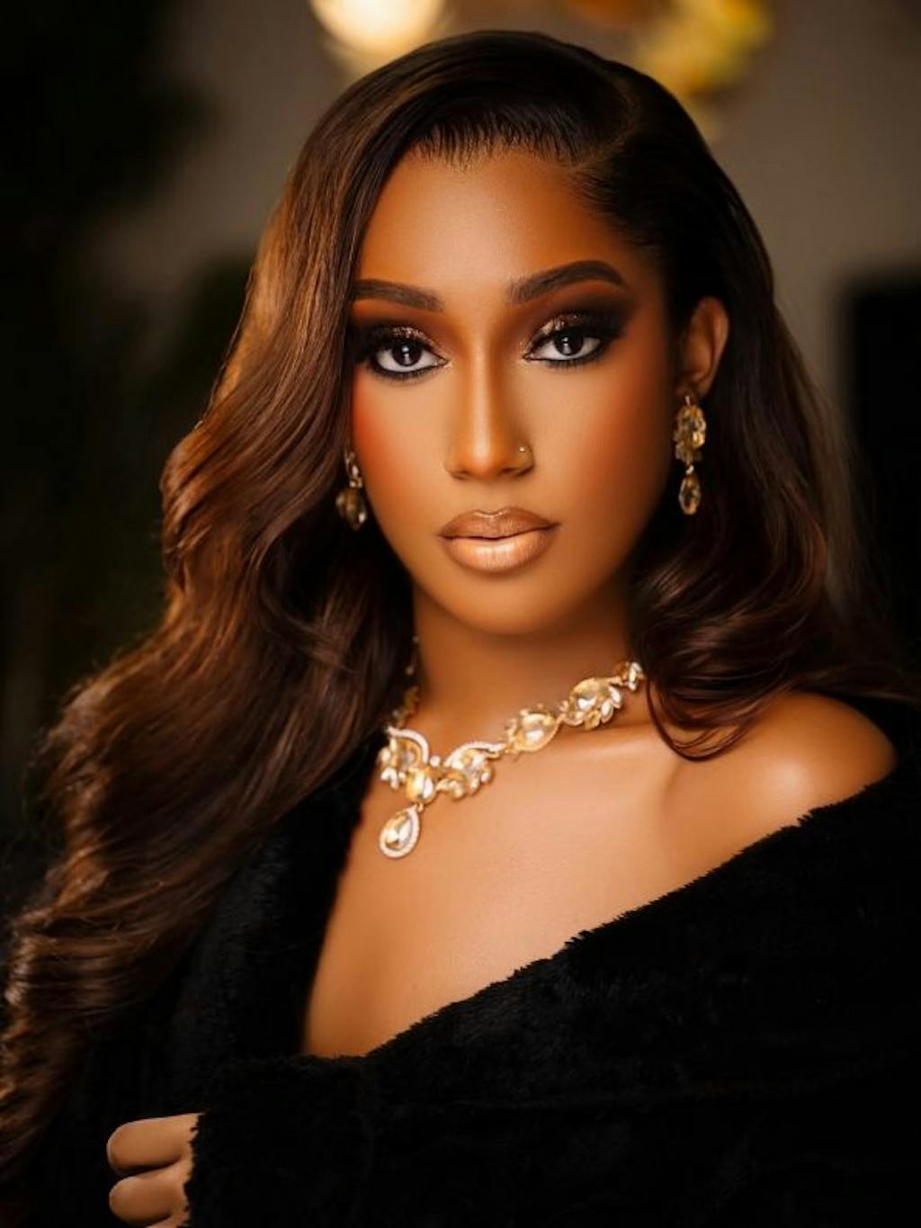 Ombre Brown With Dark Roots Loose Wave Layered Cut C-Side Part Glueless Wig 5x5 Pre-Cut Lace Human Hair Wig