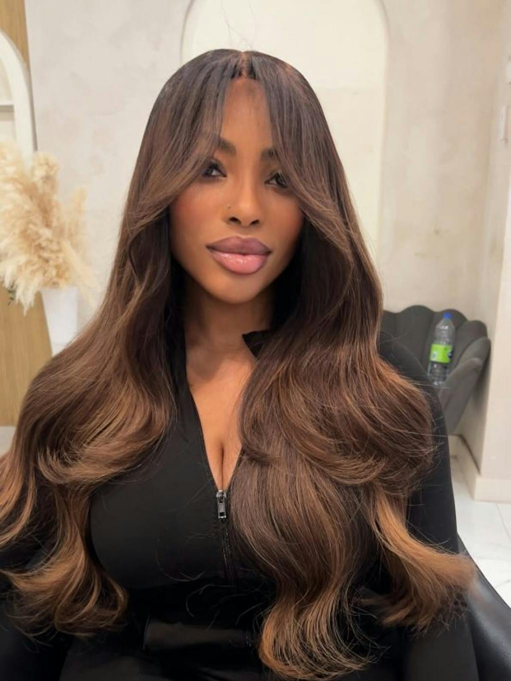 Ombre Brown With Dark Roots Loose Wave Layered Cut C-Side Part Glueless Wig 5x5 Pre-Cut Lace Human Hair Wig