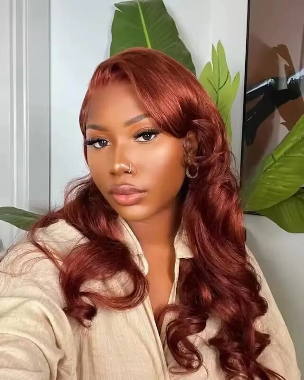Reddish Brown Straight/Body Wave Lace Front Human Hair Wig Flash Sale