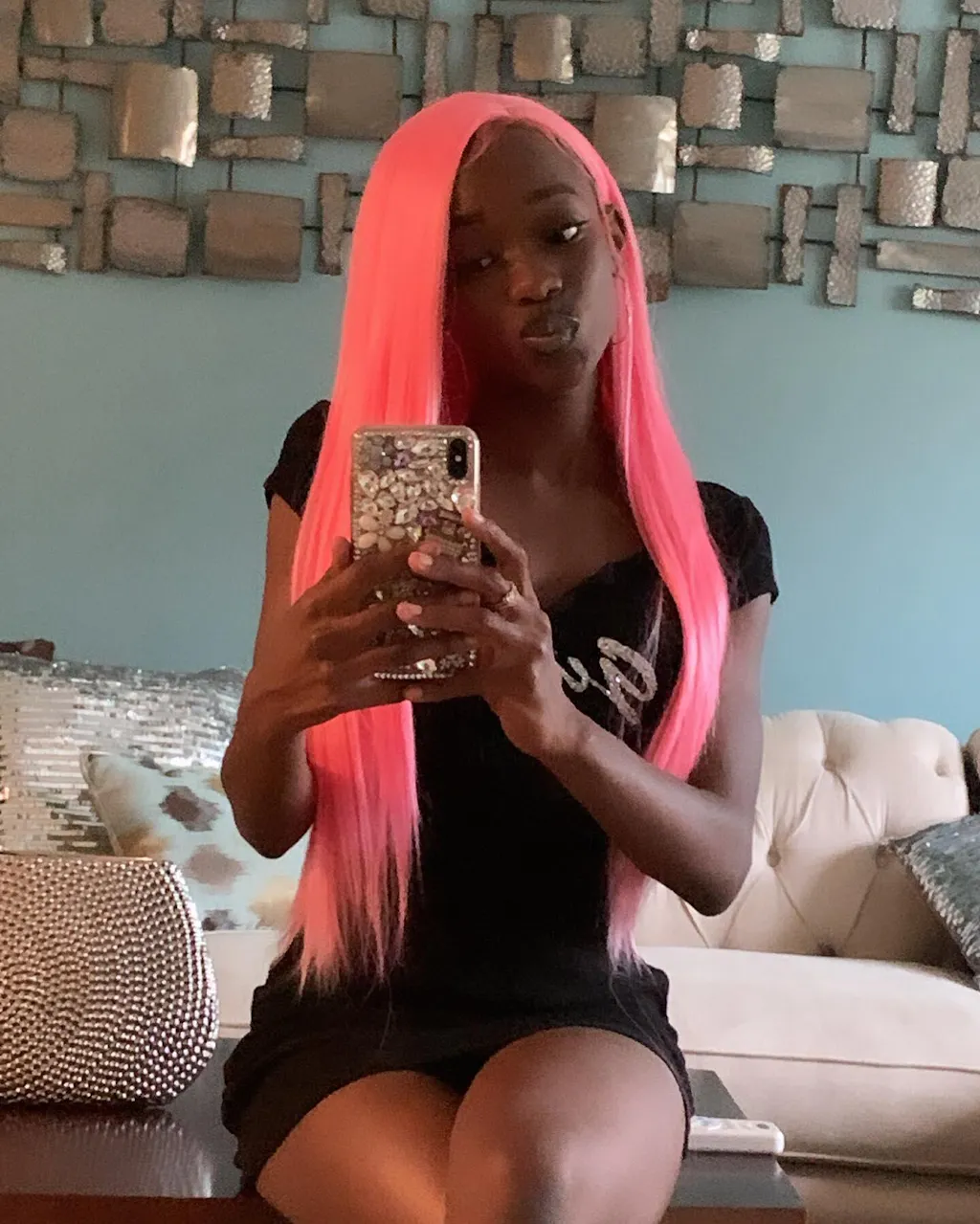 Colorful Straight Hair Lace Closure Wigs High 200% Density