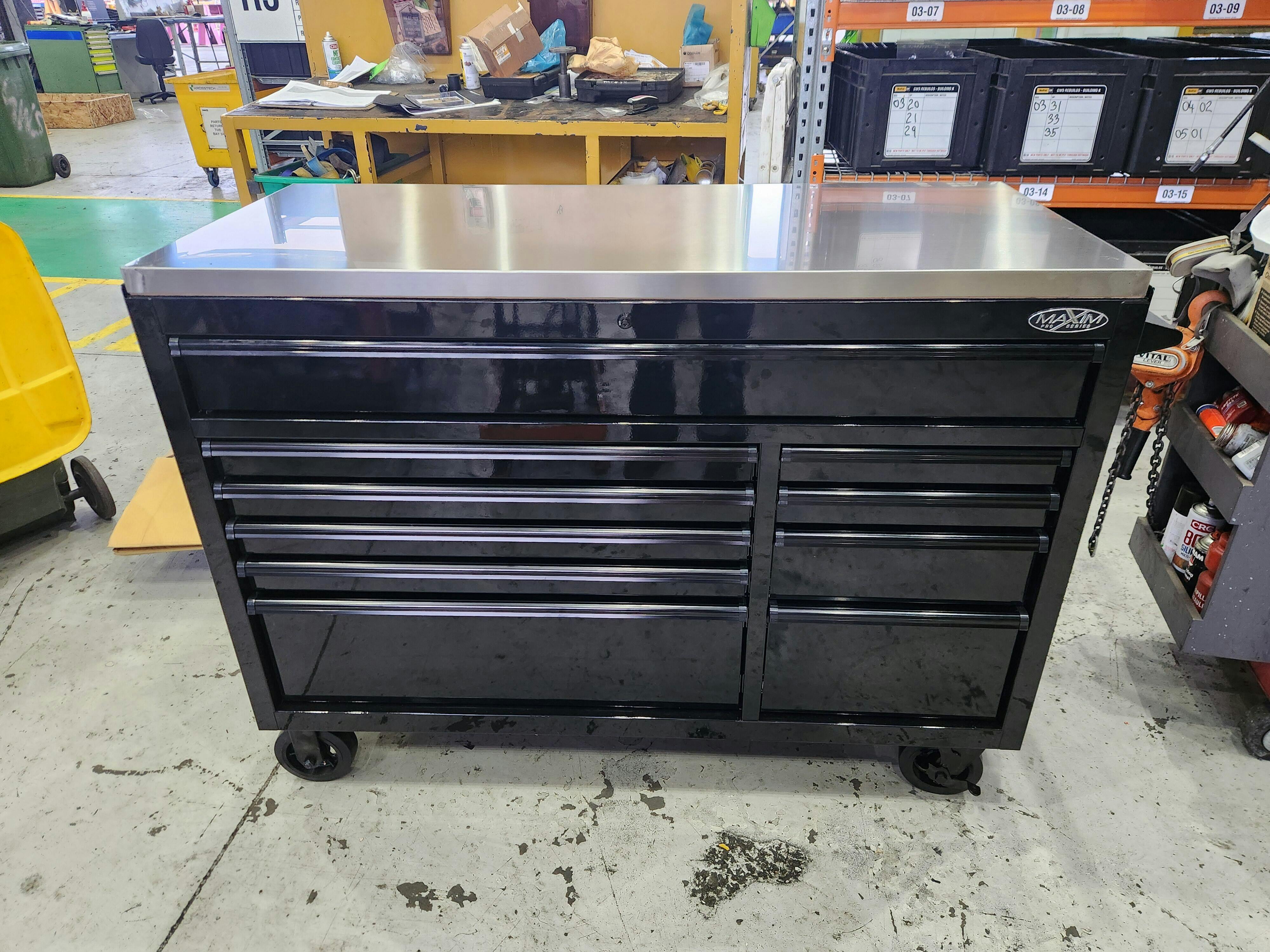 MAXIM 54” Black 10 Drawer Roll Cabinet Toolbox – Just Pro Tools