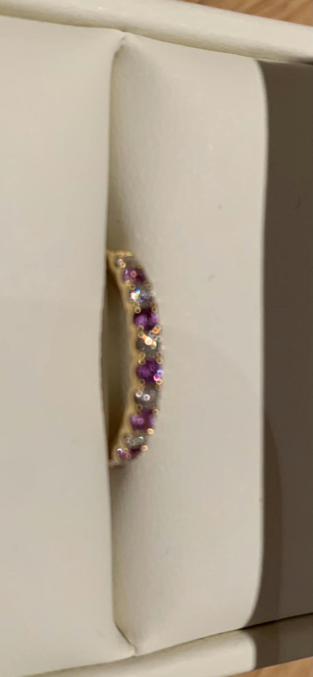 Salto Purple Sapphire & Diamond Half Eternity Gold Ring