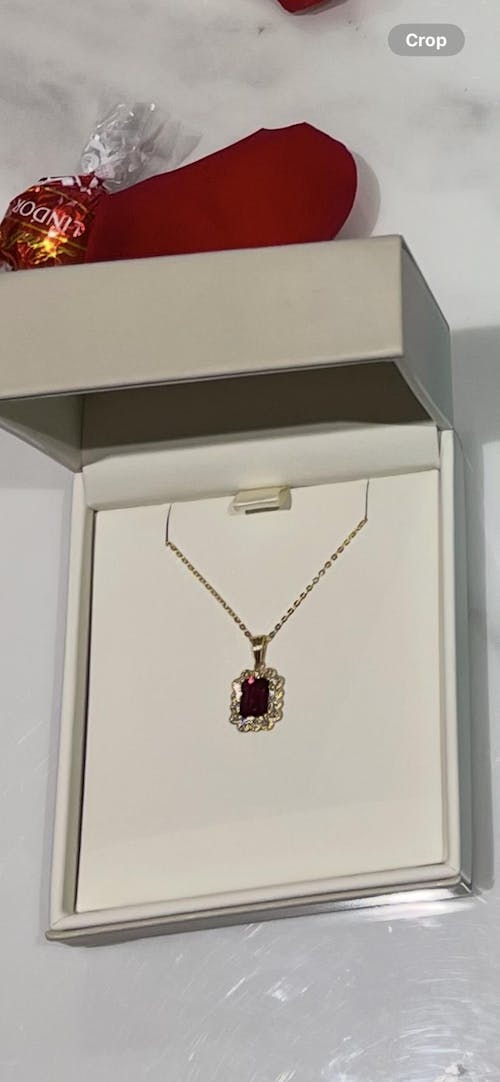 Verda Ruby Emerald-Cut & Diamond Halo Pendant Necklace in Gold
