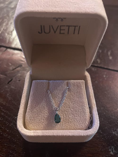 Ori Emerald & Diamond Pear Drop Pendant Necklace In White Gold - Small