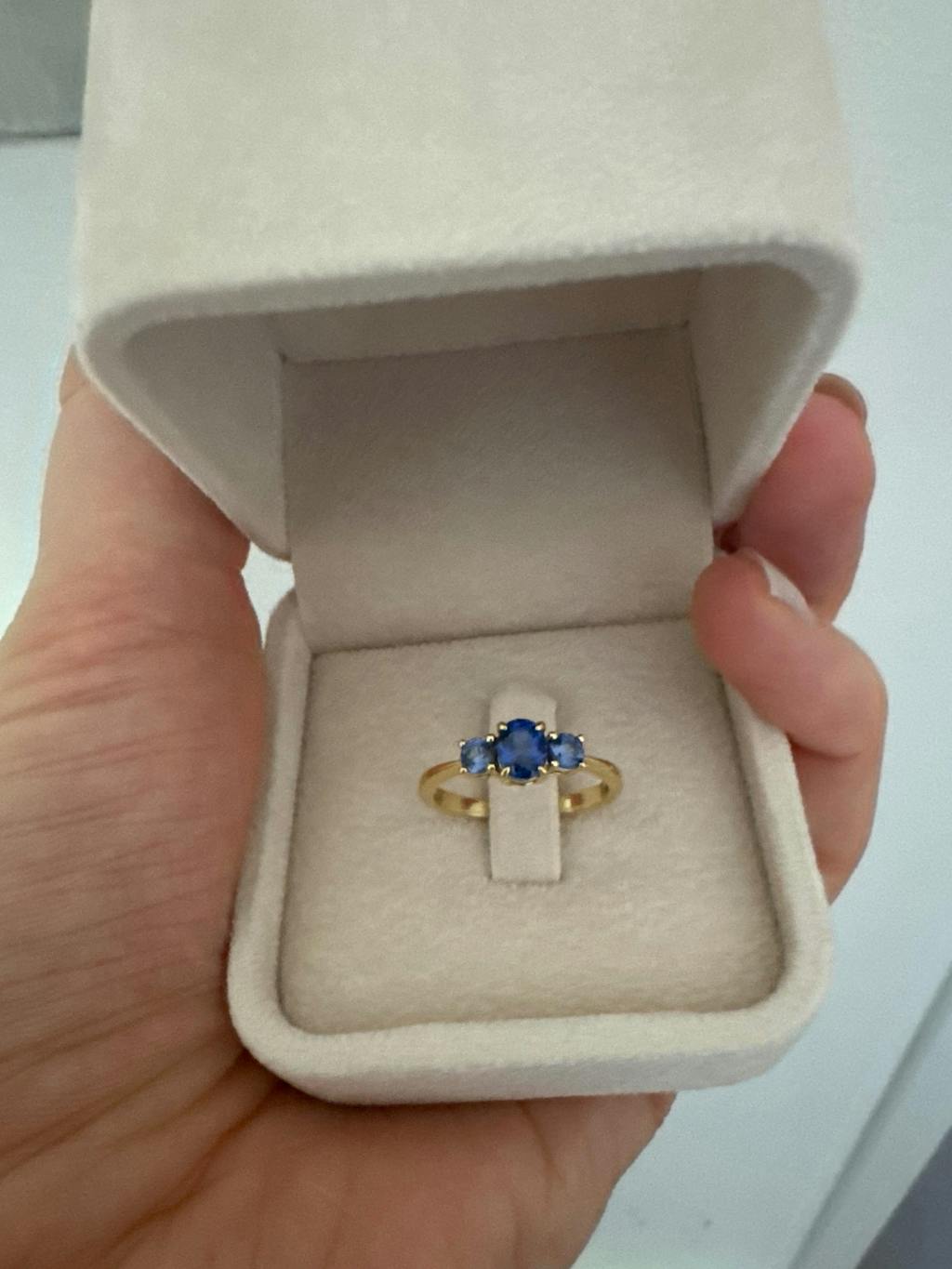 Boble Blue Sapphire Oval Three-Stone Ring in Gold