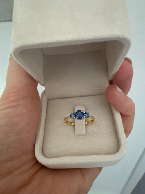 Boble Blue Sapphire Oval Three-Stone Ring in Gold