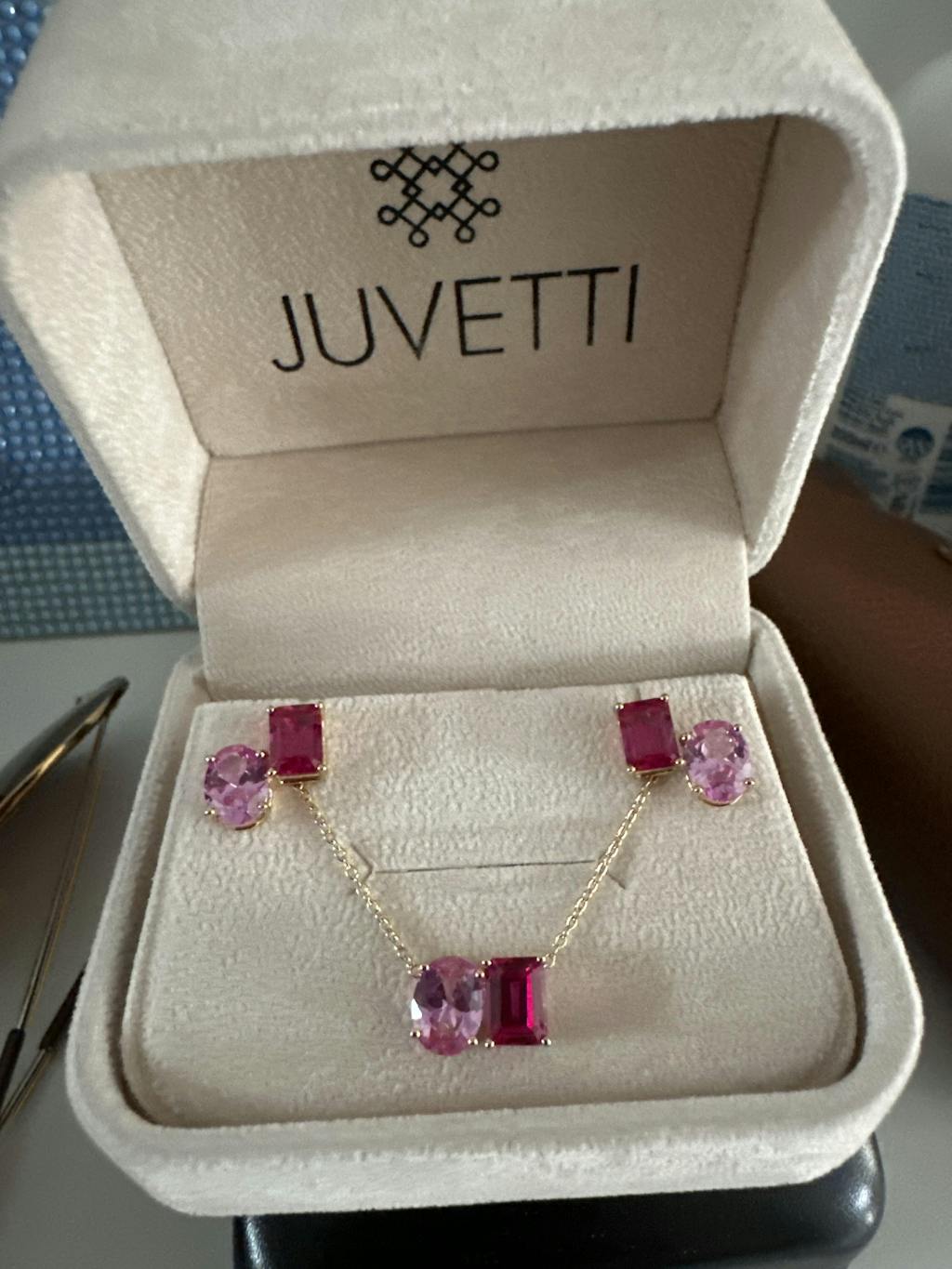 Buchon Pink Sapphire Two-Stone Earrings in Gold