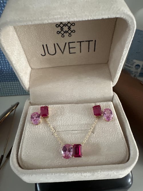 Buchon Pink Sapphire Two-Stone Earrings in Gold