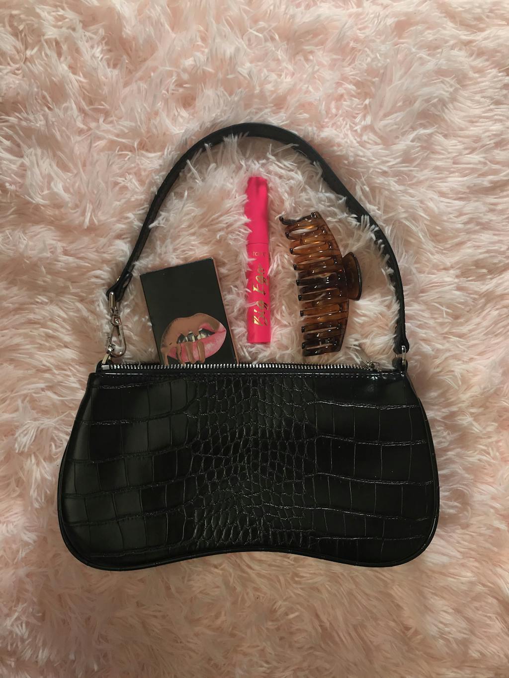 Black Baguette Bag Croc Embossed Friday By JW PEI JW PEI UK