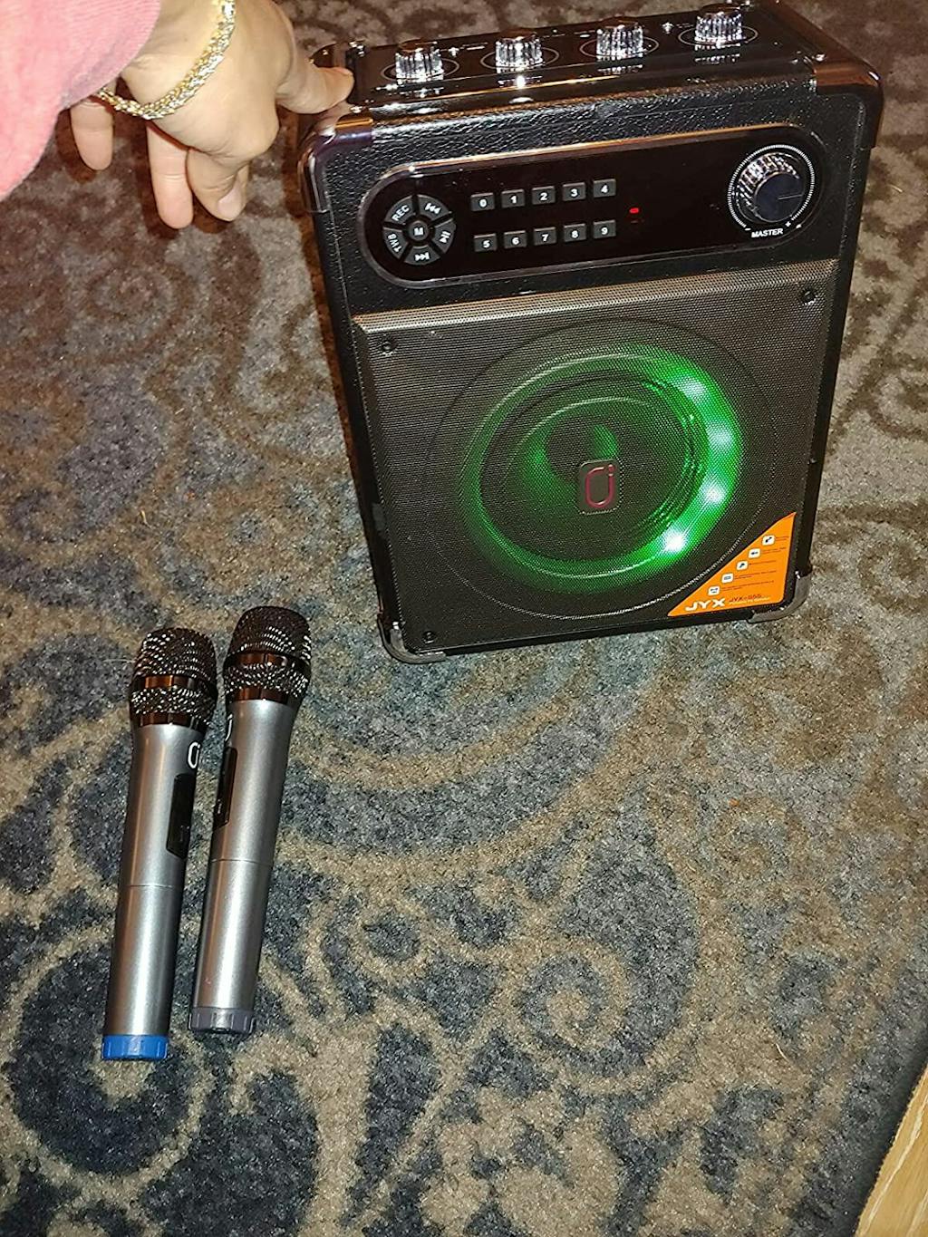 JYX S55 Karaoke Machine with Two Wireless Microphones with Bluetooth