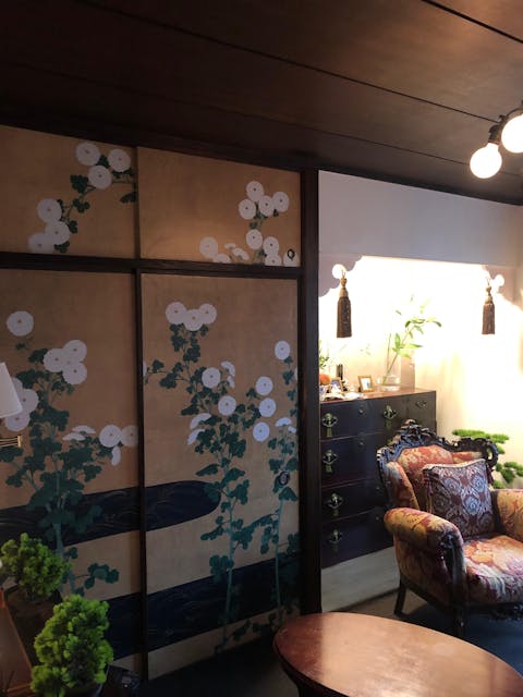 【4枚1組】ふすまリメイクシート 拭けるシールタイプ つながる4柄 尾形光琳 菊川水屏風