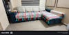 Jacquard Fabric Thick Polyester Sofa cover with Pink Blue Beige Tassels