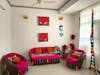 Magenta Cotton Slub Sofa Cover with Rainbow Tassels