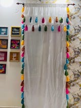 Rainbow Tassel Curtains with Double Frills on Top (Cotton & Sheer)