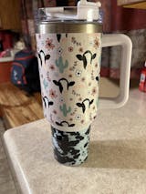 Cowprint Blossoms Tumbler (40oz) - KA Exclusive