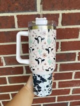 Cowprint Blossoms Tumbler (40oz) - KA Exclusive