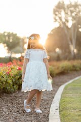 Satin Mary Jane Flats with Chassia Flower, Flower Girls Shoes