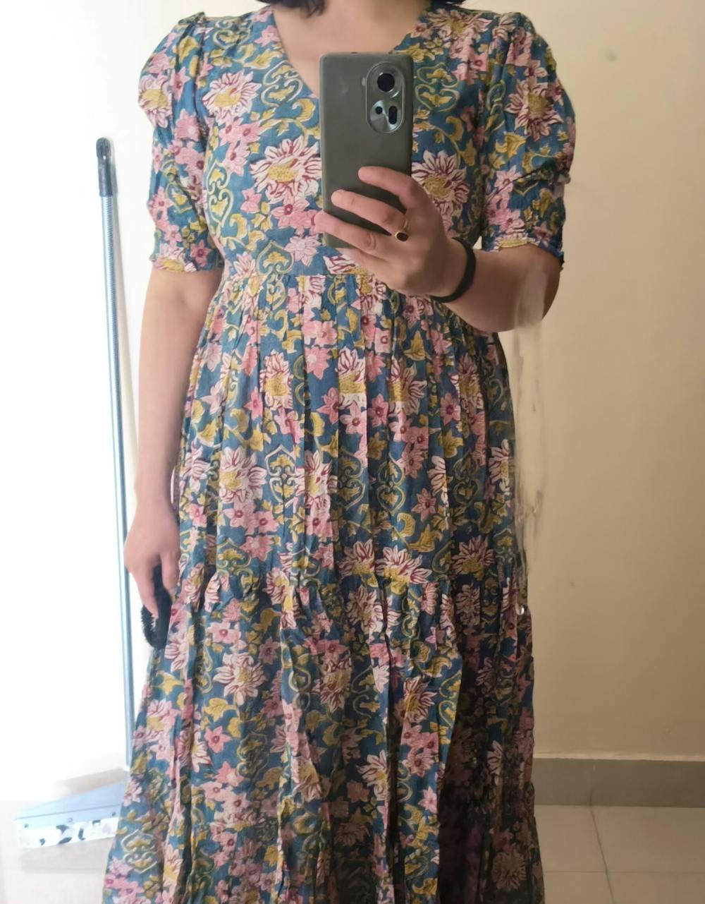 Bibbojaan Long Floral Cotton Tier Dress