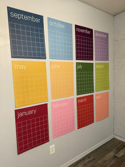 Reusable Large Wall Calendar in Navy Blue | 16 x 20 inches | Undated