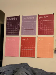 Reusable Large Wall Calendar in Rainbow | 16 x 20 inches | Undated