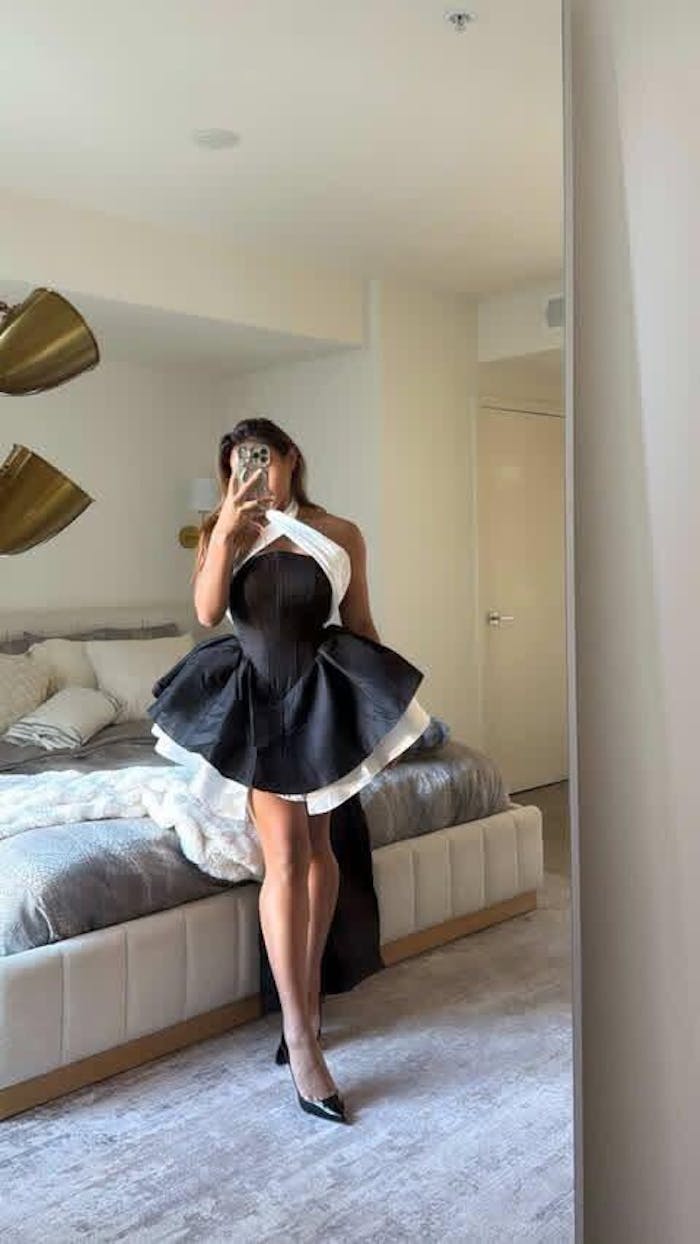 Champagne Halter Neck Flared Hip Cape Mini Dress