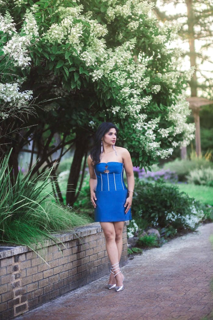 Mirage Dark Blue-Sea Seashell-Inspired Mini Dress