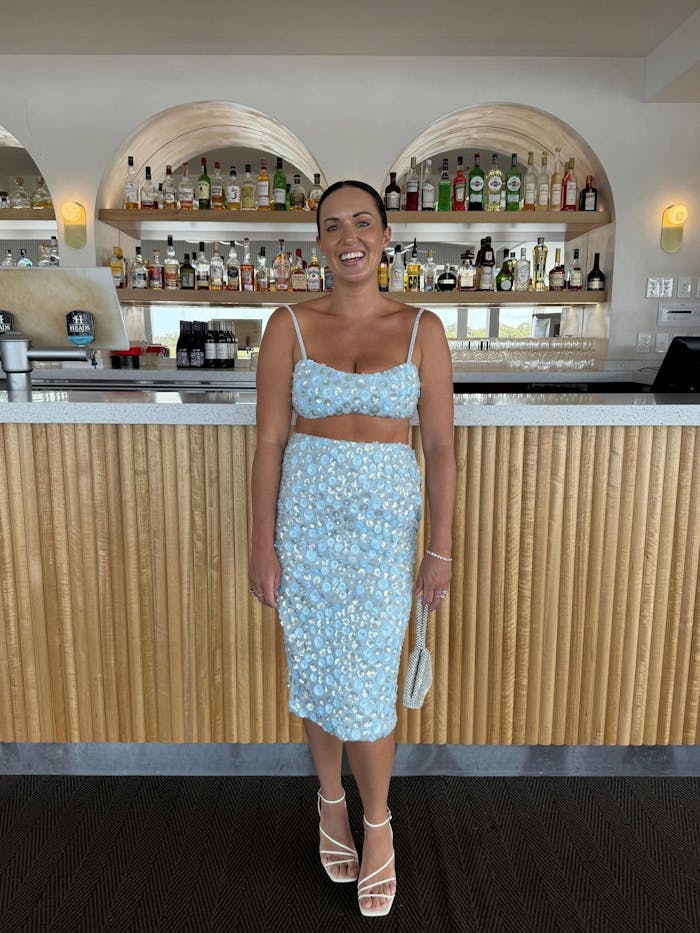 Shiny Spaghetti Strap Crop Top Midi Skirt Set