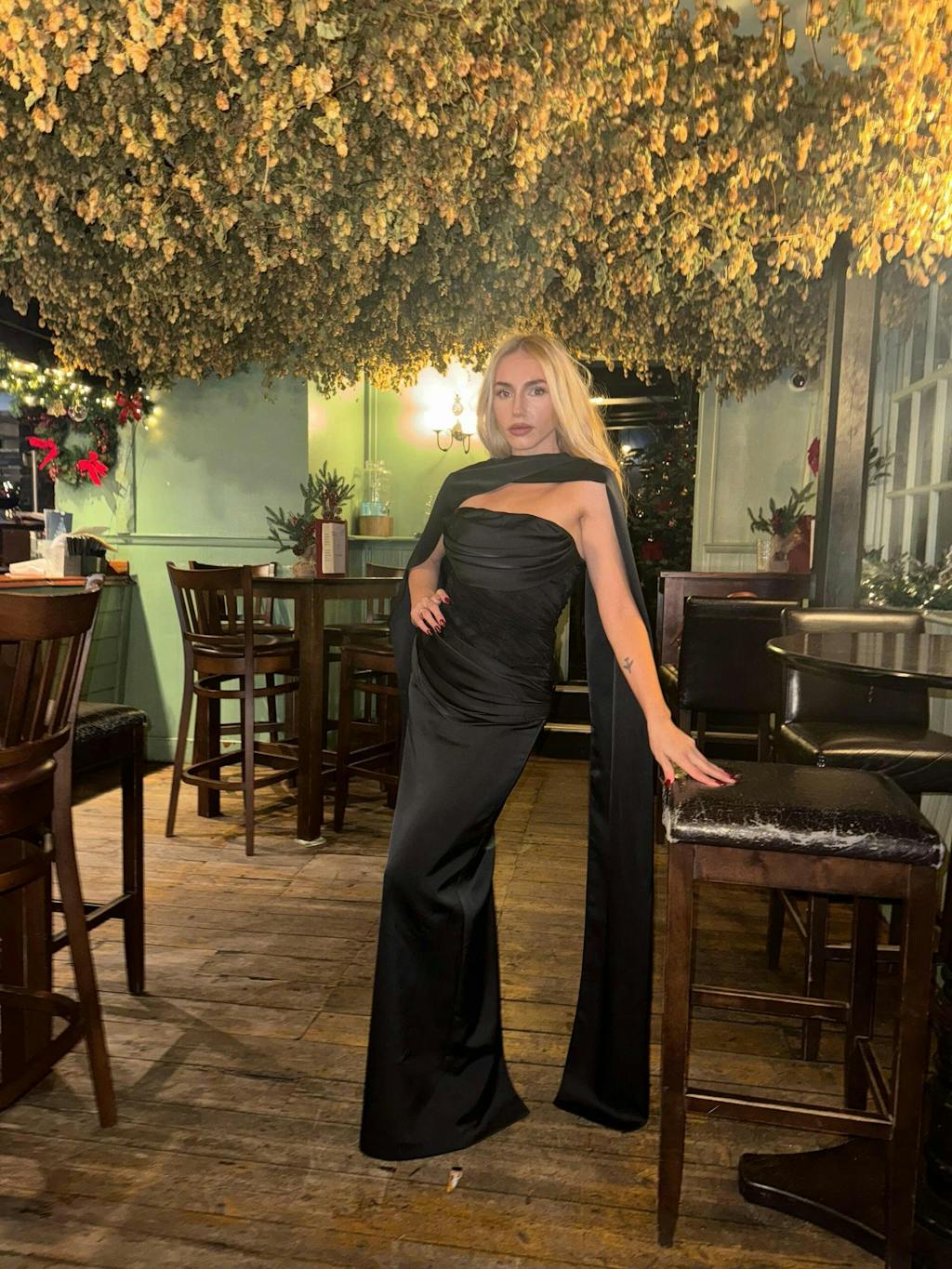 Muse Bandeau Draped Maxi Dress With Neck Scarf