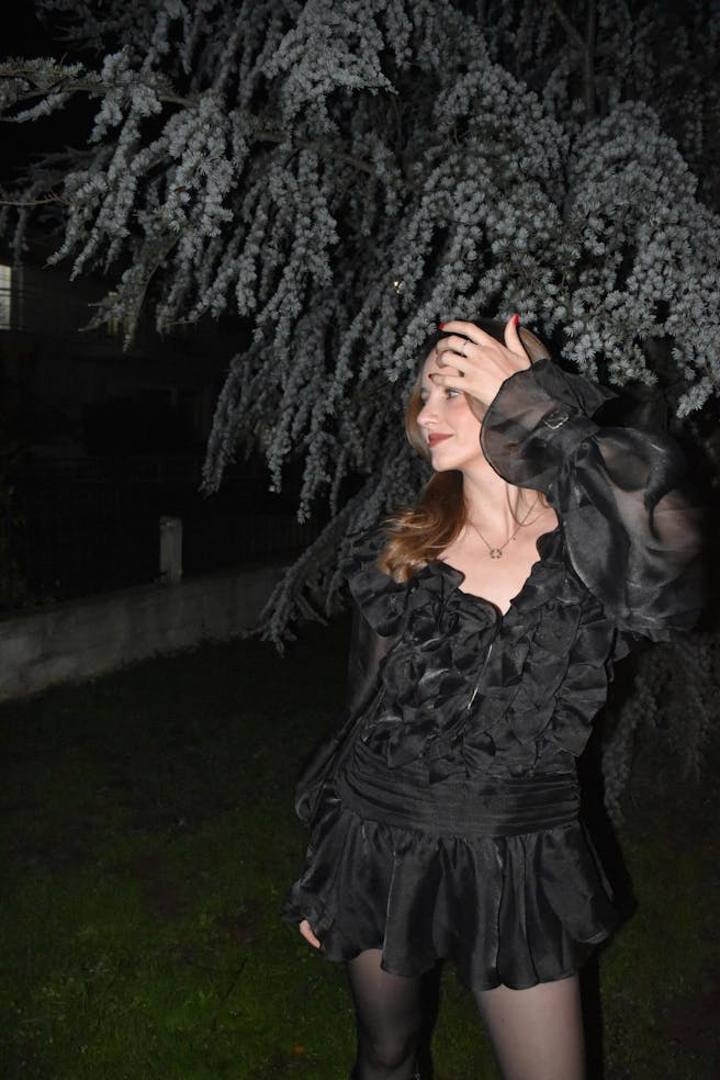 Progressive Puff Sleeve Open Back Mini Dress