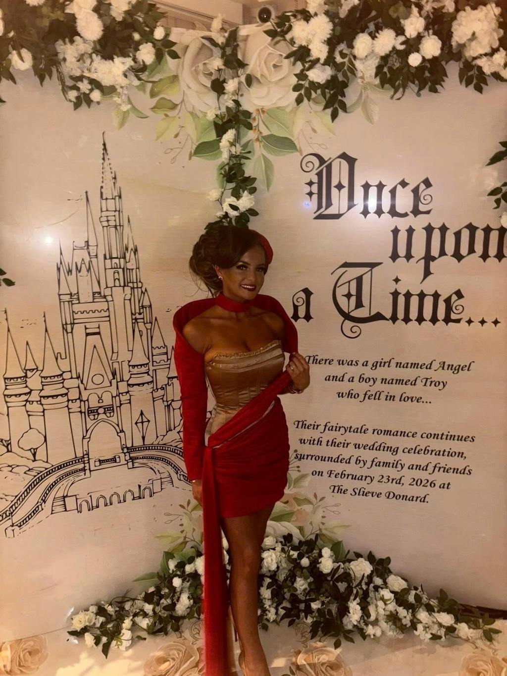 Julia Strapless Corset Maxi Dress With One Sleeve Draped Scarf