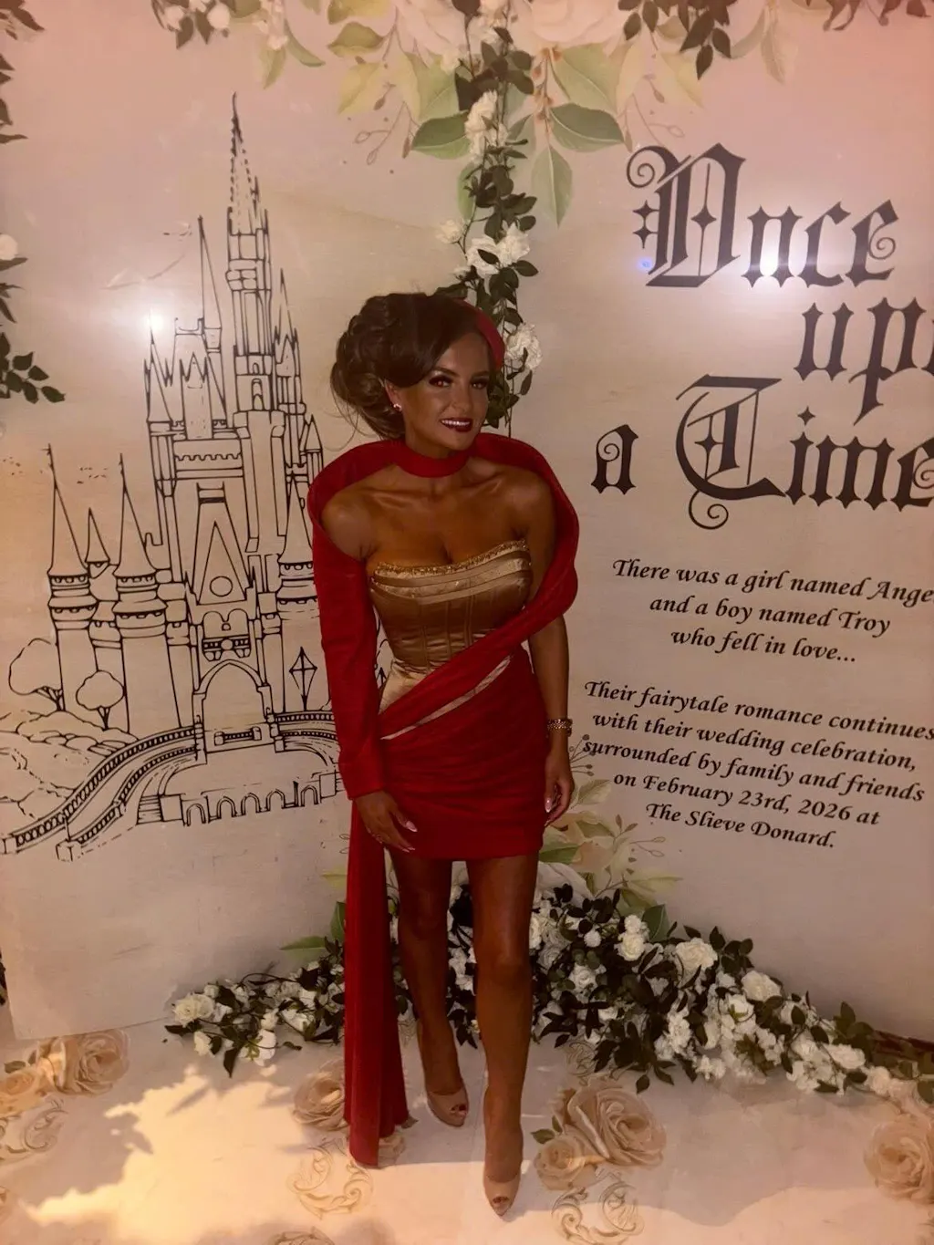 Julia Strapless Corset Maxi Dress With One Sleeve Draped Scarf