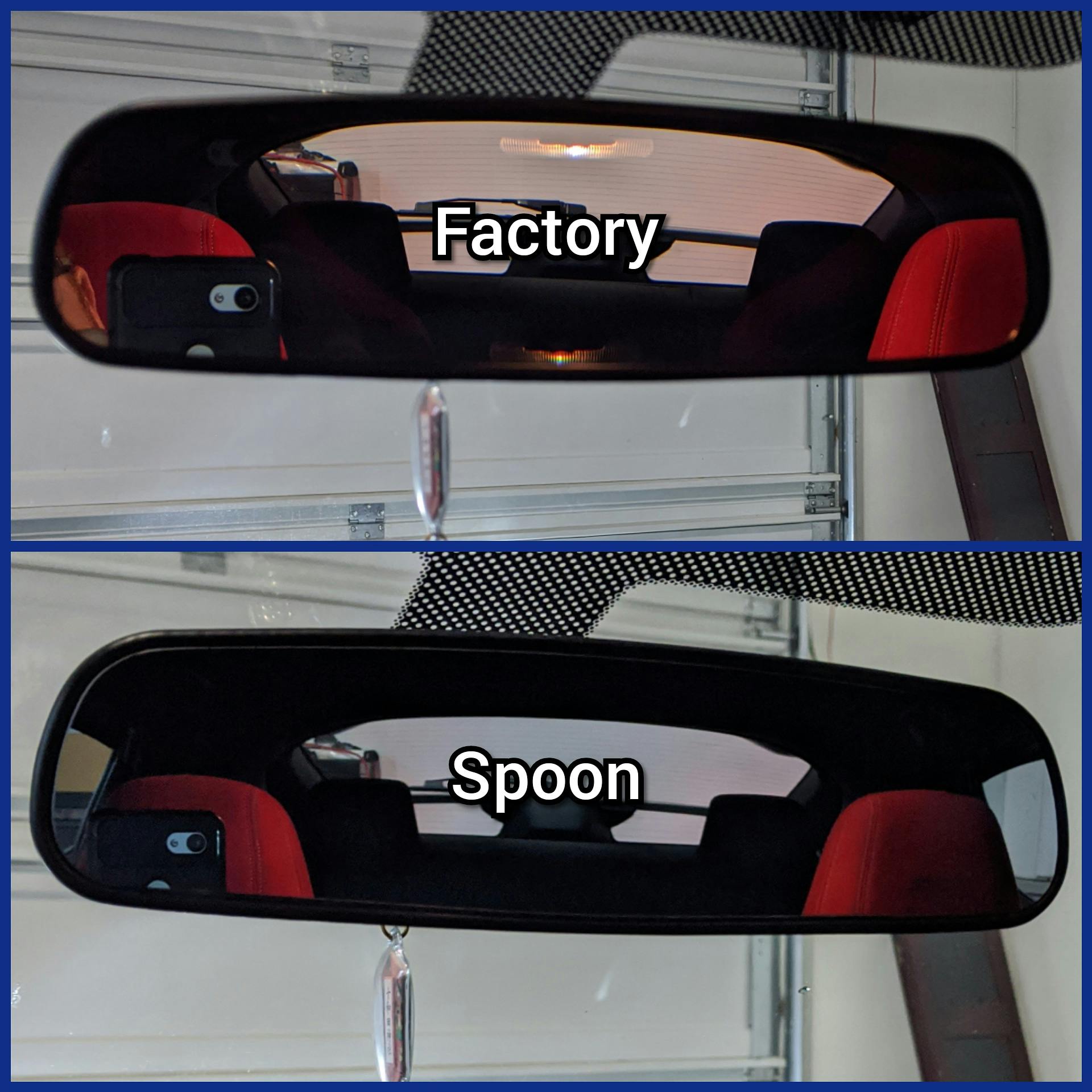 Spoon Sports Blue Wide Rear View Mirror for the Honda CR-Z ZF1 and Fit GK5  | Shop Spoon at KamiSpeed.com