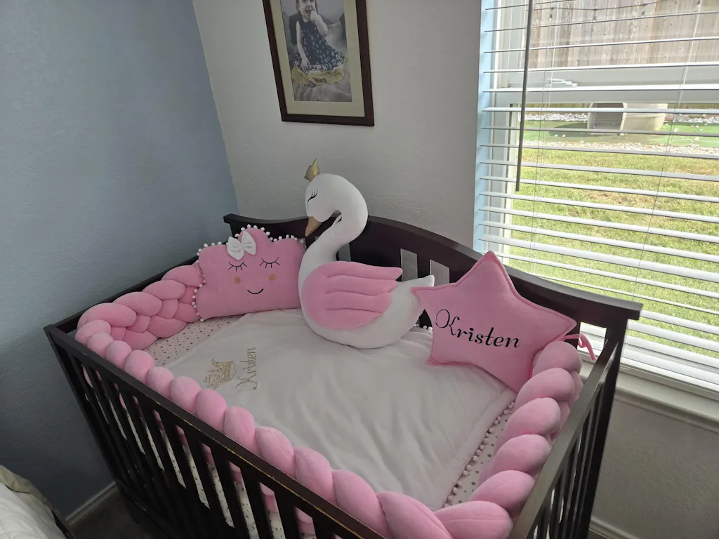 Baby Girl Bedding Set Light Blush - Princess Swan, Star & Cloud