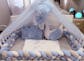 Double braided crib bumper blue white 20 cm