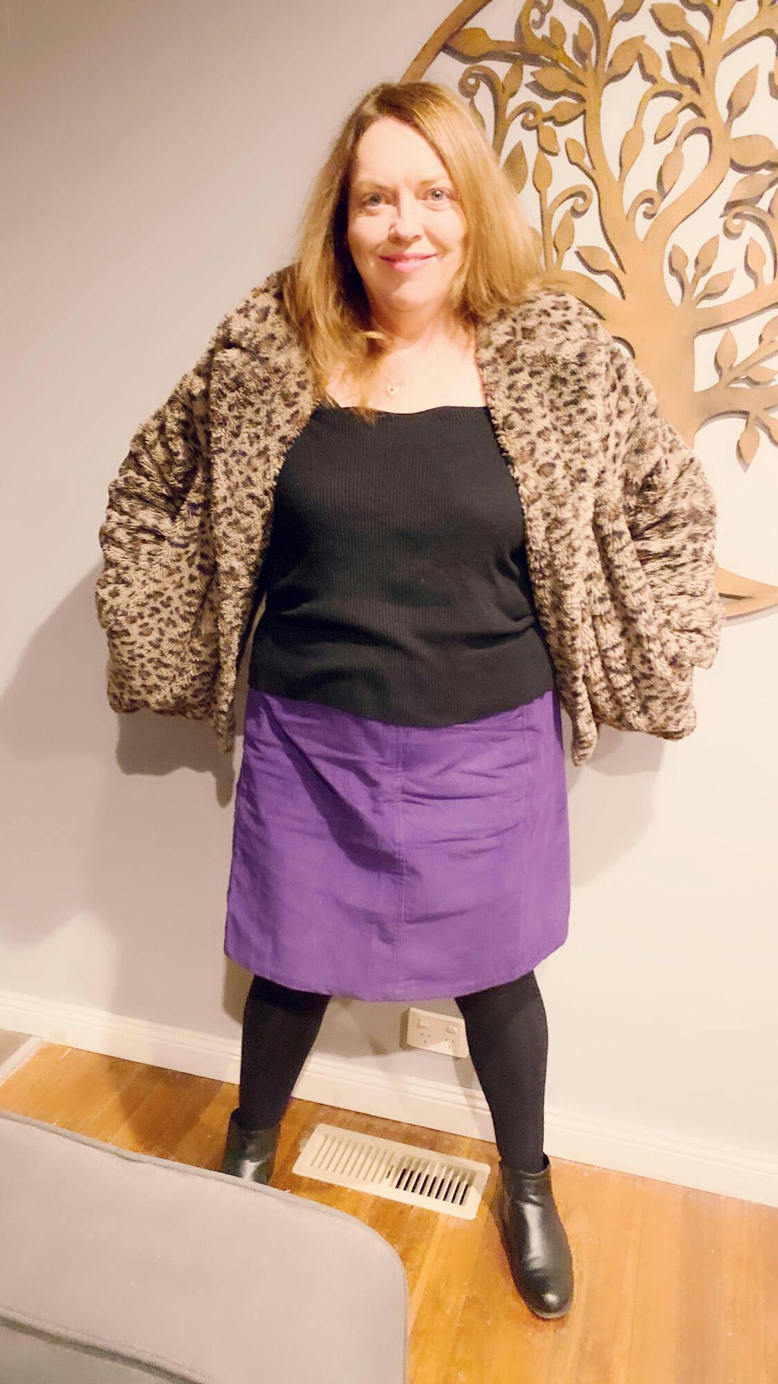 Aalia Cord Skirt Purple Pink Flowers Karma East Australia