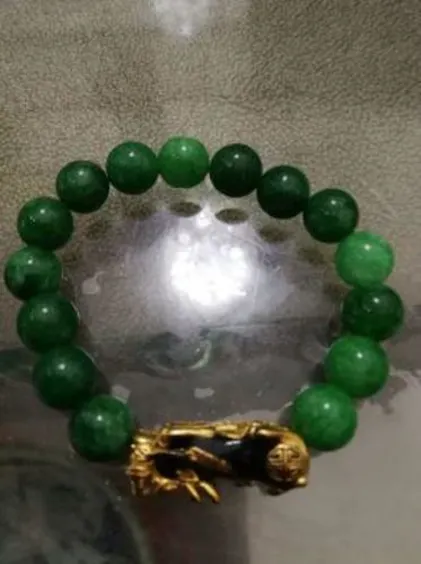 Bracelet Pixiu, jade vert véritable, perles de jade porte